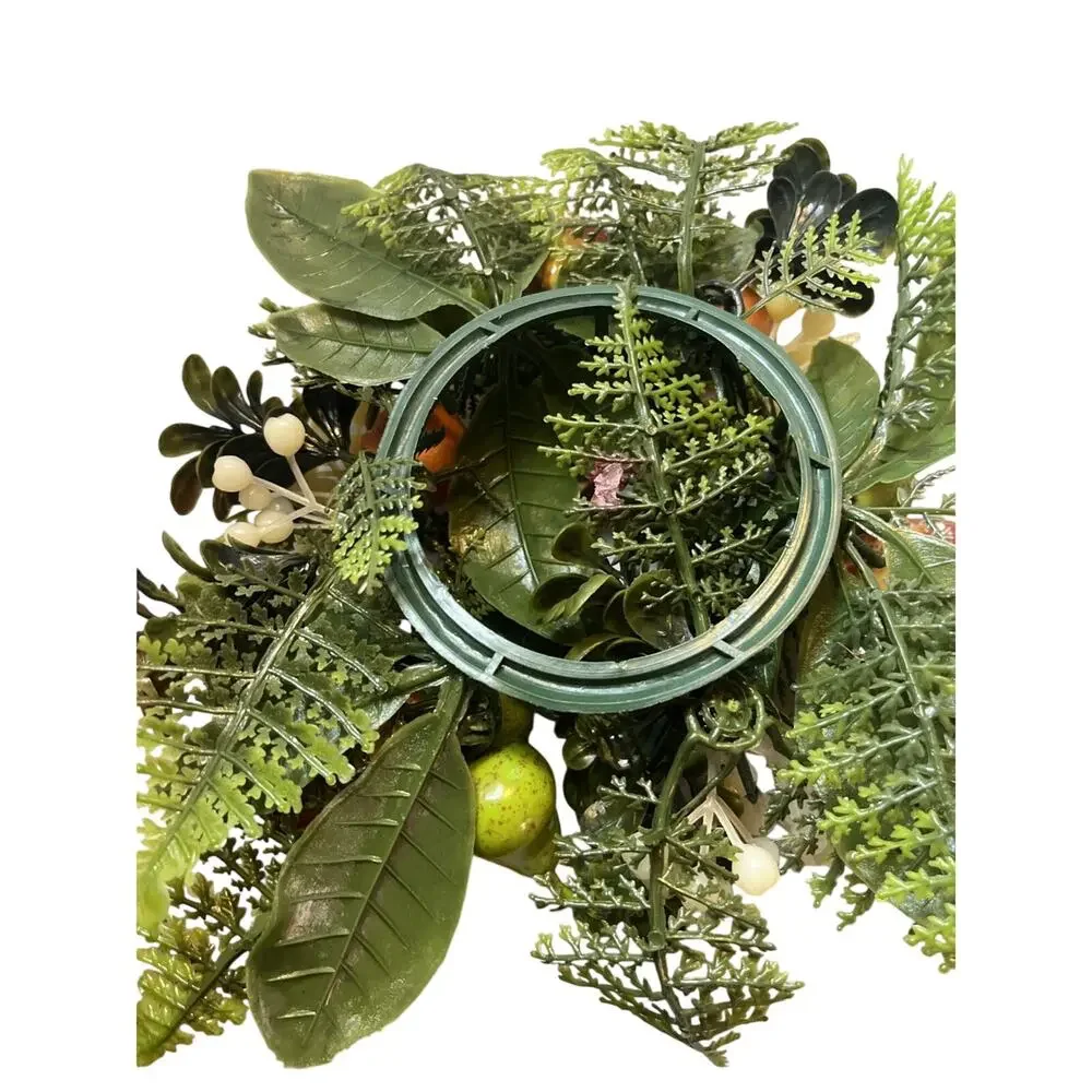 Vintage 60s Plastic Christmas Pillar Candle Ring Fruit Foliage 8